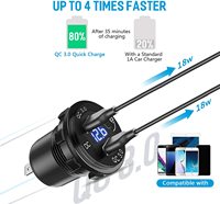 Chargeur USB 12V pour voiture, bateau, marine, PD 20W, 18W, QC3.0, prise USB, chargeur de voiture à charge rapide avec interrupteur d'alimentation, prise USB 12V