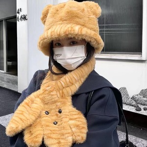 Syh1051 Tùy Chỉnh Dễ Thương Little <span class=keywords><strong>Tiger</strong></span> Sang Trọng Tai Ngư Dân <span class=keywords><strong>Hat</strong></span> Cho Phụ Nữ Mùa Đông Cổ Ấm Hơn Phim Hoạt Hình Cổ Khăn Hai Mảnh Thiết Lập - Product Image 4