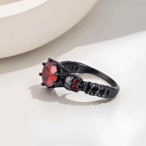 Anillo de Calavera Gótico Moderno y Creativo con Circonita Púrpura, Latón con Baño de Plata Negra, Certificado, Joyería Punk de Moda para Mujer, Venta al por Mayor, Unisex - Product Image 6