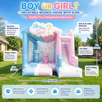 Castillo Inflable Personalizado con Temática Rosa y Azul para Niño o Niña, Casa de Brinco Inflable Comercial para Revelación de Género, Uso en Exteriores y Negocios