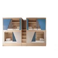 Cama litera metálica multifuncional moderna con diseño de cápsula espacial, tamaño completo, tipo loft, para cuatro personas, ideal para hoteles, dormitorios escolares y residencias de estudiantes.