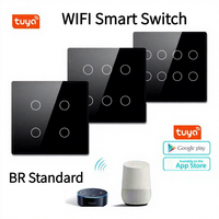 Interruptor Táctil Inteligente Tuya Wifi, Especificación Brasileña, Cable de Fase y Neutro, Control por Aplicación, Iluminación AC 100-240V PC Flame