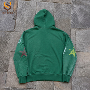 Embroidered Patch Acid Wash Streetwear Custom DTG Printing <b>Zip</b> up Hoodies Men's Heavyweight 100% Cotton Graphic Hoodie - Product Image 2