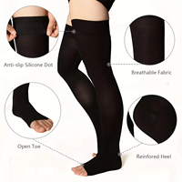 Usine personnalisée classe 2 silicone antidérapant 23-32 mmHg varices œdème nylon bout ouvert cuisse haute compression bas chaussettes