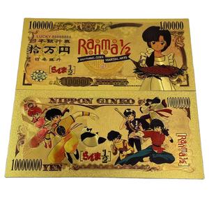 Gratis pengiriman kustom Ranma 1/2 plastik uang kertas berlapis Foil emas Anime catatan - Product Image 3