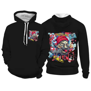 Alta Qualidade Hiphop moletom com capuz Papai Noel impressão hoodie rua jaqueta dos homens Y2k casual sportswear