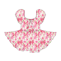 Robe d'été à volants avec rubans imprimés personnalisés pour fillettes, robe de princesse