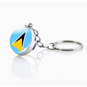 Porte-clés en métal avec drapeau de Sainte-Lucie, boule de verre suspendue, décoration, cadeau pour amis, accessoire tendance, livraison rapide. - Product Image 1