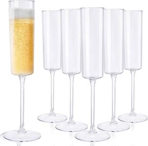 Clear 6 Oz Disposable Square Plastic Champagne <b>Glasses</b> for Party Birthday Anniversary Wedding - Product Image 2