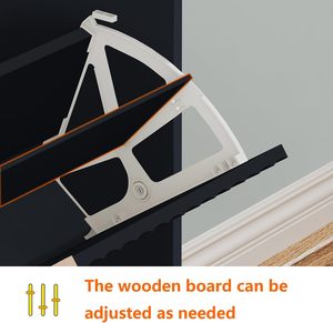 Meuble à chaussures moderne autoportant avec 2 tiroirs basculants, étroit, pour entrée - Product Image 3