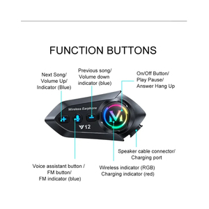 Casque de moto sans fil Y12, casque de moto avec microphone intégré, 1000 mAh, autonomie ultra longue, étanche, mains libres, talkie-walkie pour moto - Product Image 4