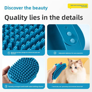 Brosse de Douche pour Animaux en Silicone Souple avec 285 Nœuds de Massage et Distributeur de Shampooing – Brosse de Toilettage et de Nettoyage pour Chiens et Chats - Product Image 5