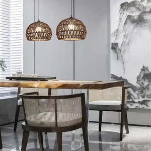 Rattan Pendant Light Round E27 Bulb Base Single-Head Chandelier For Living Room Bedroom <b>Study</b> Dining Room - Product Image 5