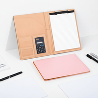 Carpeta de Archivos de Oficina Multifuncional de Cuero PU con Clip para Gerentes de Negocios, Tamaño A4, con Logotipo Personalizado, Calculadora y Bloc de Notas