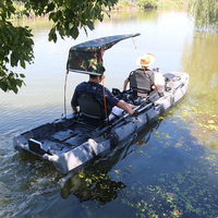 Kayak tandem modulaire à double siège de 14,9 pieds, 3 sections, pour 2 personnes, avec pédales et moteur électrique, idéal pour la pêche