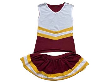 2024 अनुकूलित लड़कियों को खुश वर्दी सेट वाइन सोना और सफेद रंग आस्तीन वाला चीयरलीडर वर्दी - Product Image 1