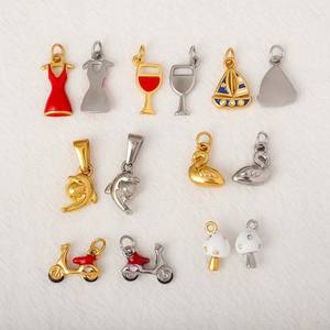 Colgante de Cristal Esmaltado de Acero Inoxidable Resistente al Agua, Chapado en Oro de 18K, con Dijes de Motocicleta y Velero para Joyería Artesanal - Product Image 3