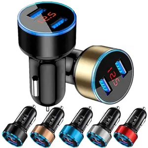 Wholesale 5V 3.1A Dual USB Charging Chargeur Mobile Phone Car USB Charger 2 Port Car Charger Adapter With LED Digital Display