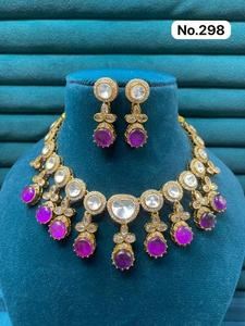 Elegant Designer Zircon Stone <b>Necklace</b> with Matching Earrings Women's <b>Statement</b> Jewelry for Party Wear and Festival Collection - Product Image 2