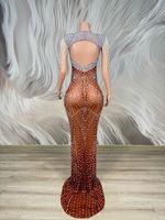 Robe longue de soirée sexy avec strass, perles et franges pour anniversaire, mariage, remise de diplôme, bal de promo, banquet, robe moulante pour femme, robe de soirée