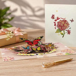 Tarjeta de felicitación 3D hecha a mano con diseño de mariposa, tarjeta de invitación floral de papel para cumpleaños, boda, día de San Valentín - Product Image 5