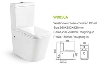 WC monobloc de luxe moderne en céramique blanche, double chasse, abattant lent, cuvette carrée, évacuation en S, en promotion
