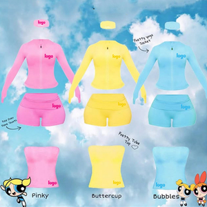 Ropa de Verano para Mujer Conjuntos de Yoga para Mujer Chaqueta con Logo Personalizado y Shorts Conjunto Deportivo de 2 Piezas para Gimnasio Entrenamiento y Fitness para Mujer - Product Image 1