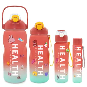 Großhandel motivierende Zeit markierung Kunststoff Wasser flasche 4 Größe mit Griff Getränk de Agua Gymnastik flaschen