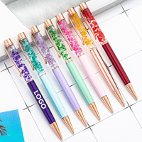 Stylo à bille DIY avec fleurs pressées et vraies fleurs épanouies, stylo publicitaire personnalisable, stylo cadeau floral créatif