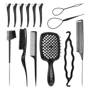 Hair Styling <b>Tools</b> Set Black ABS Comb Brush <b>Clips</b> For Salon Use 20cm Above - Product Image 1