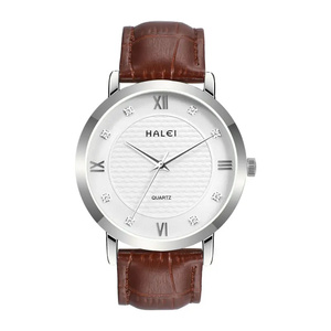 Montre Homme HALEI Neuve Originale à Quartz avec Bracelet en Cuir Étanche 3 ATM Aiguille Diamant Mouvement Japonais Vente en Gros en Dropshipping - Product Image 4