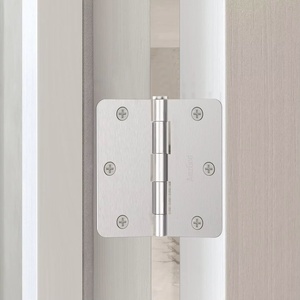 Satin Nickel Brushed Cold Rolled Steel Modern Furniture Inner Door Hinge 3.5 Inch Rounded <b>Corners</b> for Bedroom <b>Cabinet</b> Interior - Product Image 5