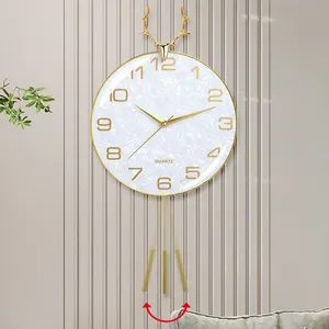 Big Oversized 3D Modern Luxury Nordic Wall Clock with Pendulum for Home Living Room Decorations