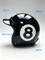Casque de moto YQH style billard 3/4 ouvert, coque ABS, rétro, été