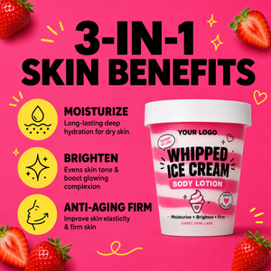 Crème hydratante, éclaircissante et raffermissante 3 en 1, légère, non grasse, nourrissante en profondeur, pour peaux sèches et rugueuses, lotion corporelle à la crème glacée à la fraise - Product Image 5