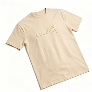 T-shirt pour homme en coton 100% pré-rétréci avec logo floqué personnalisé, décontracté, respirant, à manches courtes, tricoté - Product Image 1