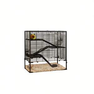 Cage pour hamster en fil métallique rectangulaire, durable, pour petits animaux d'intérieur, avec roue de course et plateformes - Product Image 1