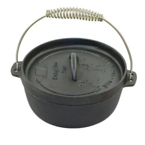 Pasokan Outdoor Camping Piknik Perlengkapan Pabrik Grosir Cast Iron Pot Besi Eport Camping Piknik Pot