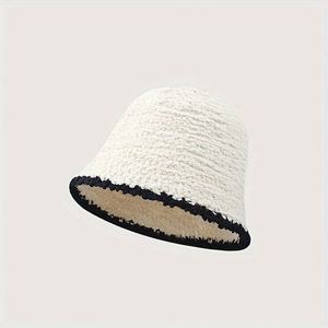 Nuevo Sombrero de Pescador de Felpa Tejida para Mujer, Negro, de Moda, para Otoño e Invierno, Estilo Dulce y Ligero, Tipo Cuenco - Product Image 4