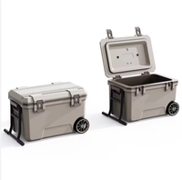Glacière isotherme en plastique rigide personnalisable avec logo, 50qt, portable, pour la pêche, le camping en plein air, le stockage des aliments, le barbecue