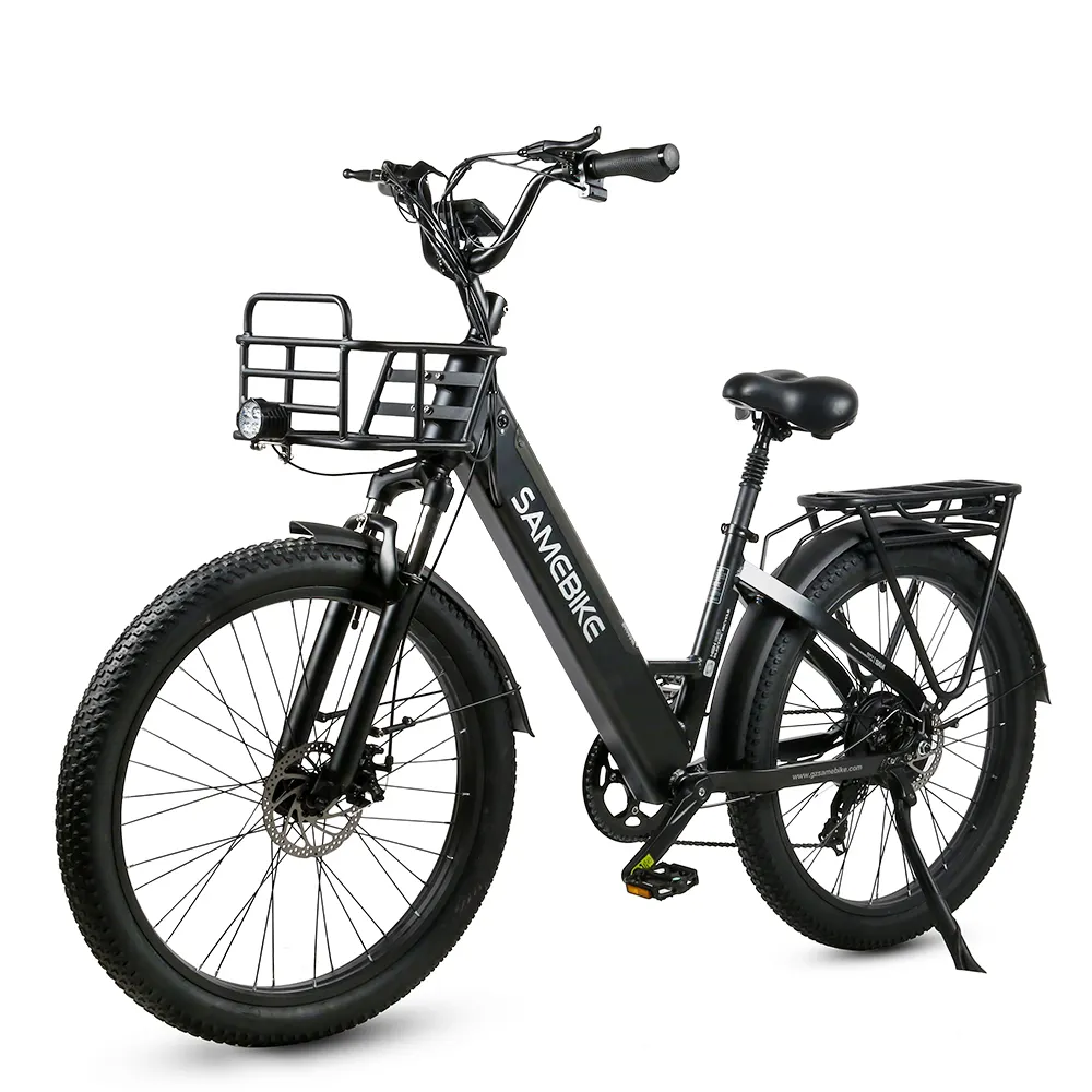 Samebike 26 polegadas bicicleta urbana armazém da ue reino unido bicicleta elétrica 36V 750W bicicleta feminina bicicleta elétrica com cesta de carga