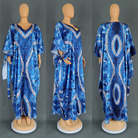 Robe longue à manches longues pour femmes, style ethnique africain rétro imprimé, en satin sexy, transfrontalière Europe-Amérique