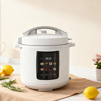 Cuisinière électrique à pression numérique programmable 8-en-1, acier inoxydable blanc brillant, capacité 5,1-6,0 L, 1000 W, icônes alimentaires colorées