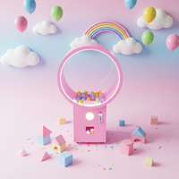Distributeur automatique de capsules de jouets à monnayeur, grand modèle rond à LED