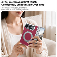 Casing Ponsel Kulit Berlapis Elektroplating Untuk Apple iPhone Duo untuk iPhone Fold 5G Dudukan Putar 360 Derajat Pelindung Hard Cover