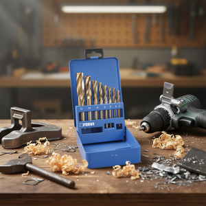 Juego de brocas Fervi de 3 a 12 mm con revestimiento de titanio para metal, madera y plástico - Product Image 3