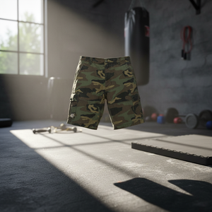 Pantalones Cortos de Kick Boxing de Poliéster 100% de Secado Rápido, Tejido hasta la Rodilla, Cintura Media, Camuflaje y Estilo Cargo - Product Image 3