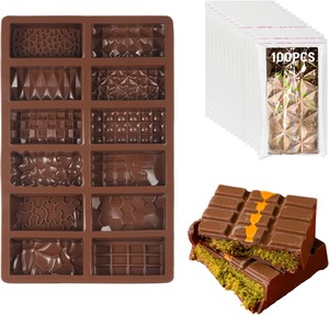 2Pcs <b>Mini</b> Silicone <b>Chocolate</b> Bar Mold Break Apart Non-stick Small <b>Chocolate</b> Candy Bar Molds Wax Melt Molds for <b>Chocolate</b> Bar - Product Image 1