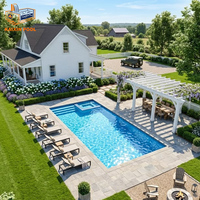 Spa jacuzzi modulaire en fibre de verre sur mesure, grand format, encastré, pour villa de campagne, terrasse, piscine extérieure.