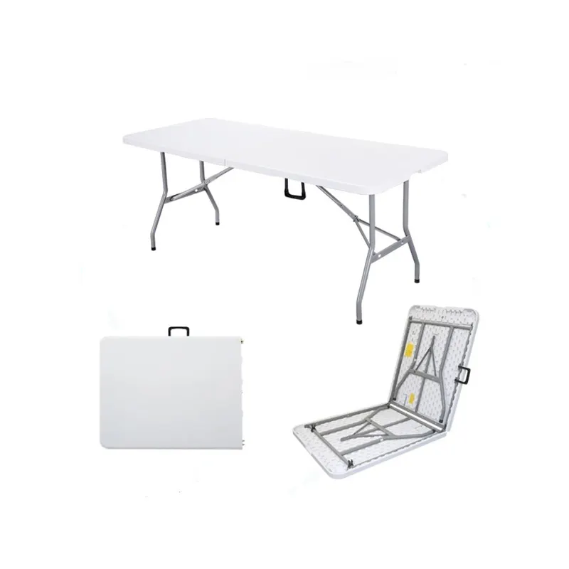 고품질 플라스틱 테이블 도매 야외 흰색 접이식 플라스틱 파티 테이블 캠핑 용 플라스틱 접이식 테이블